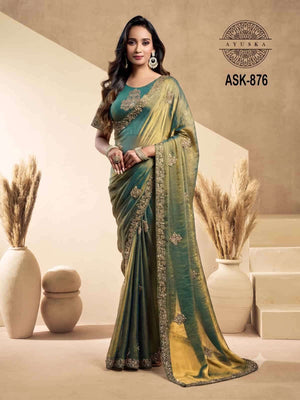 Ayushka 876 Colors Designer Drape Tissue Organza Silk Saree Wholesale Collection