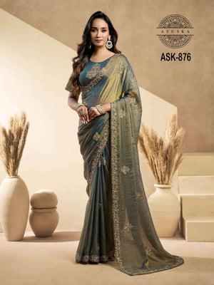 Ayushka 876 Colors Designer Drape Tissue Organza Silk Saree Wholesale Collection