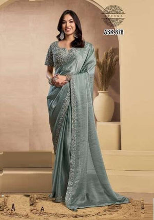 Ayushka 878 Colors Wedding Designer Drape Tissue Organza Silk Saree Wholesale Collection