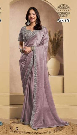 Ayushka 878 Colors Wedding Designer Drape Tissue Organza Silk Saree Wholesale Collection