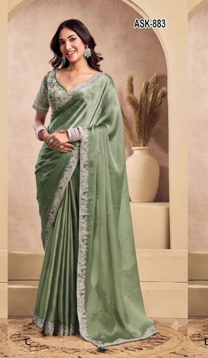 Ayushka 883 Colors Tissue Organza Silk Designer Saree Wholesale Collection