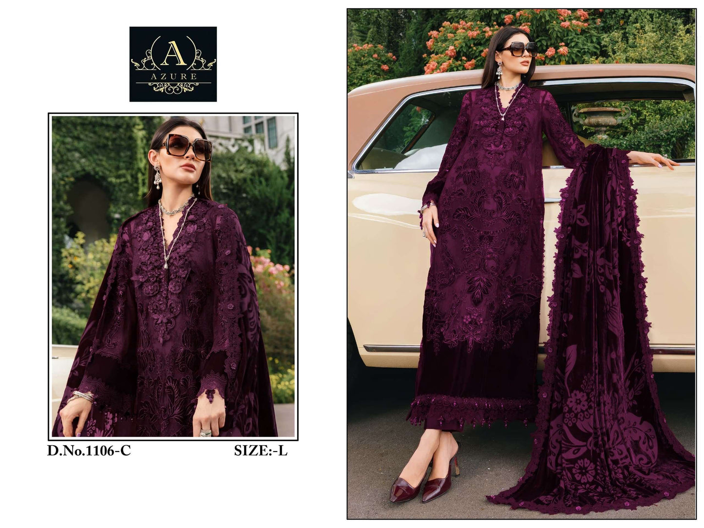 Azure 1106 Unstitched Pakistani Suit - Amrah Wholesale