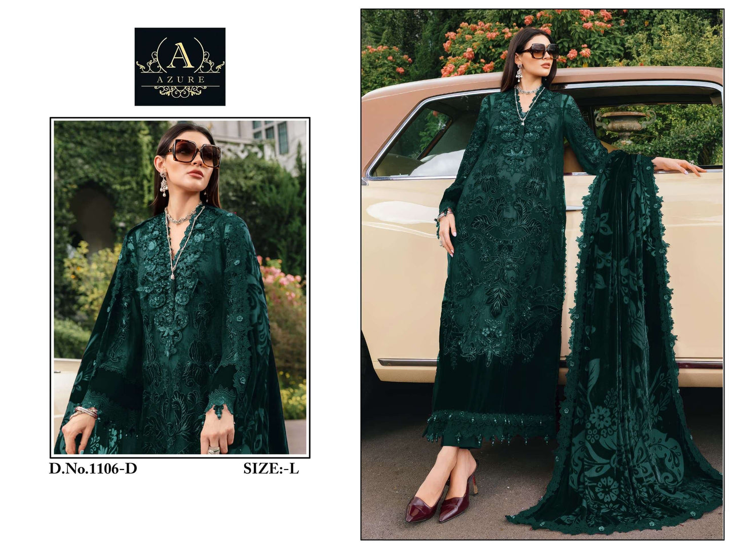 Azure 1106 Unstitched Pakistani Suit - Amrah Wholesale