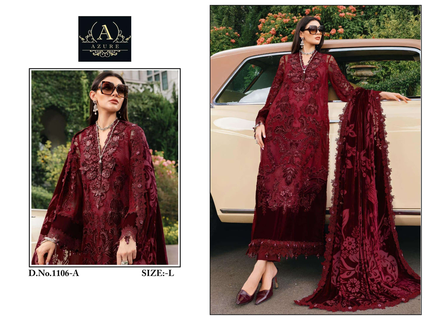Azure 1106 Unstitched Pakistani Suit - Amrah Wholesale