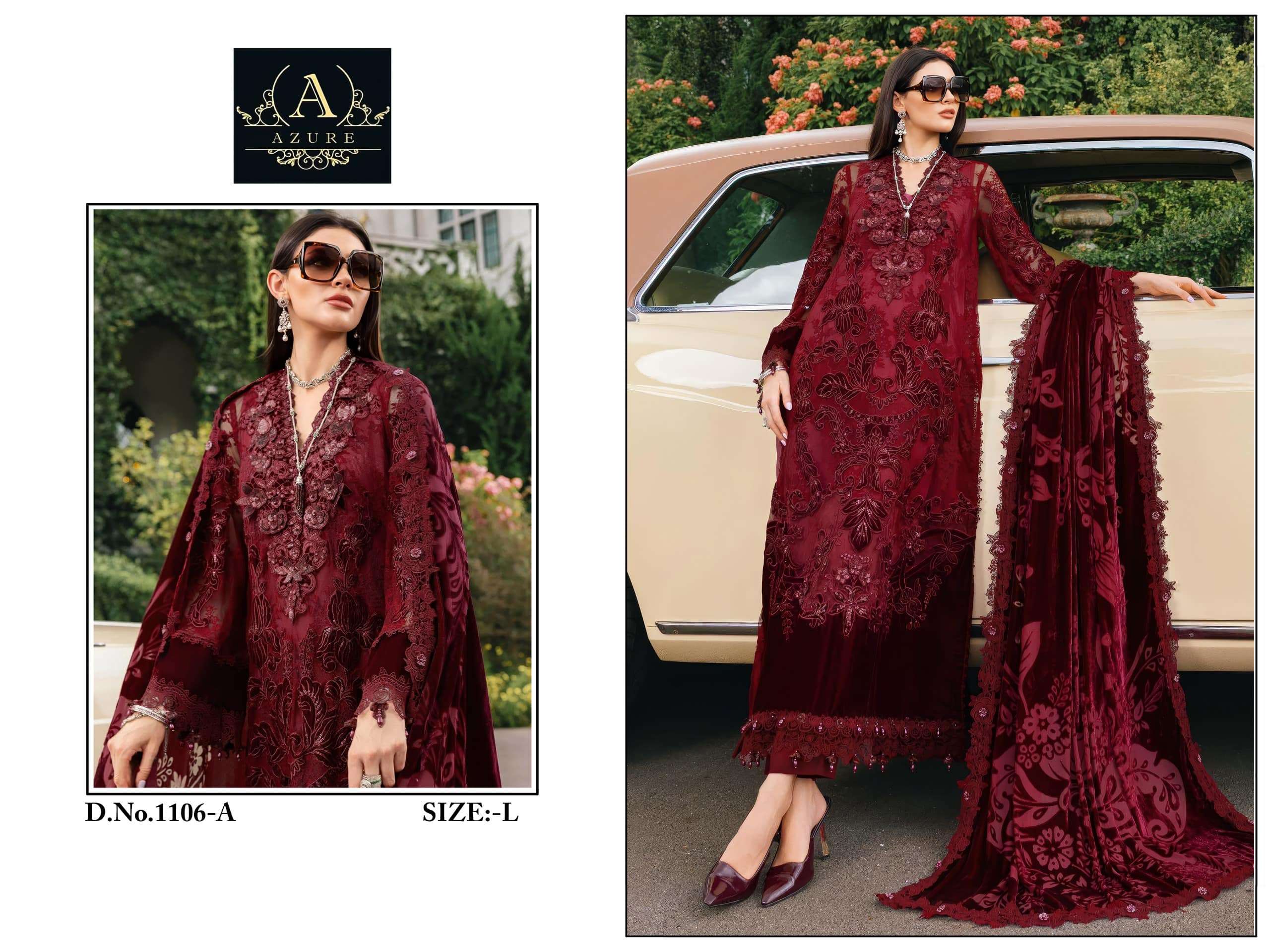 Azure 1106 Unstitched Pakistani Suit - Amrah Wholesale