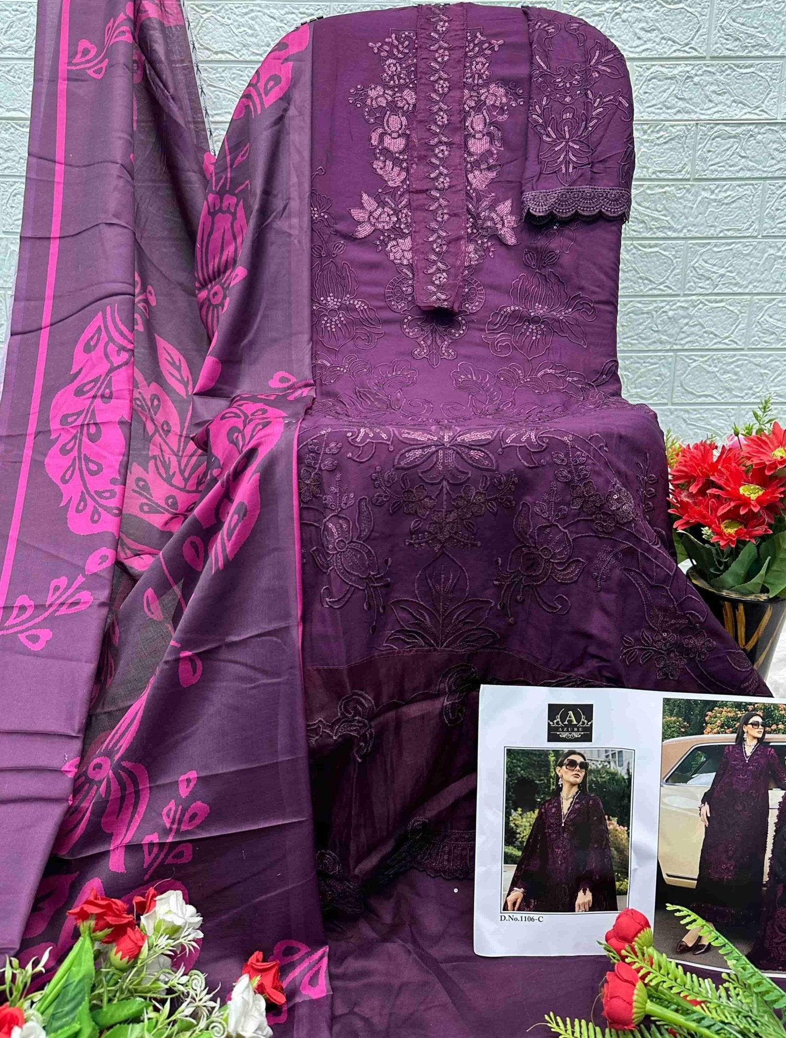 Azure 1106 Unstitched Pakistani Suit - Amrah Wholesale