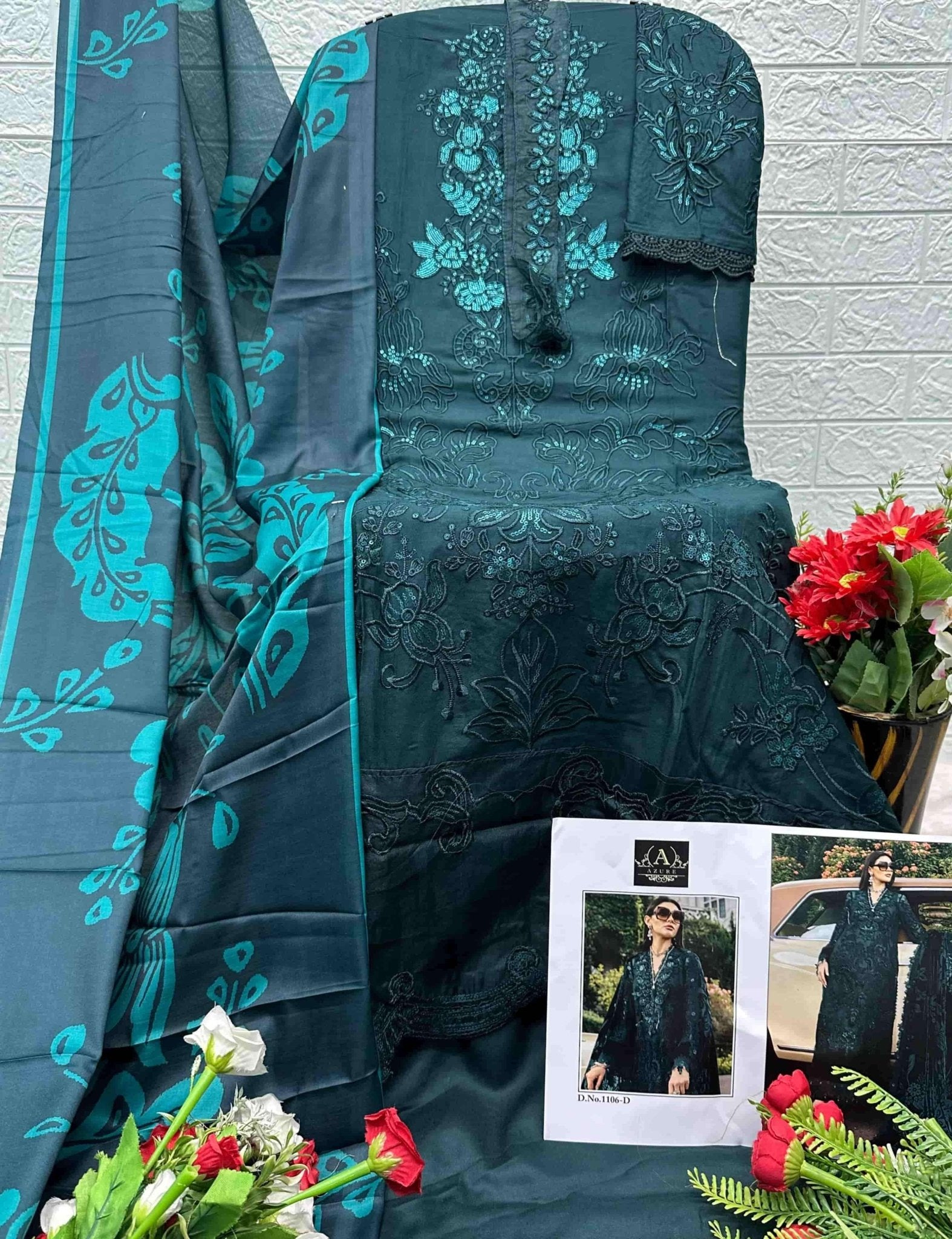 Azure 1106 Unstitched Pakistani Suit - Amrah Wholesale