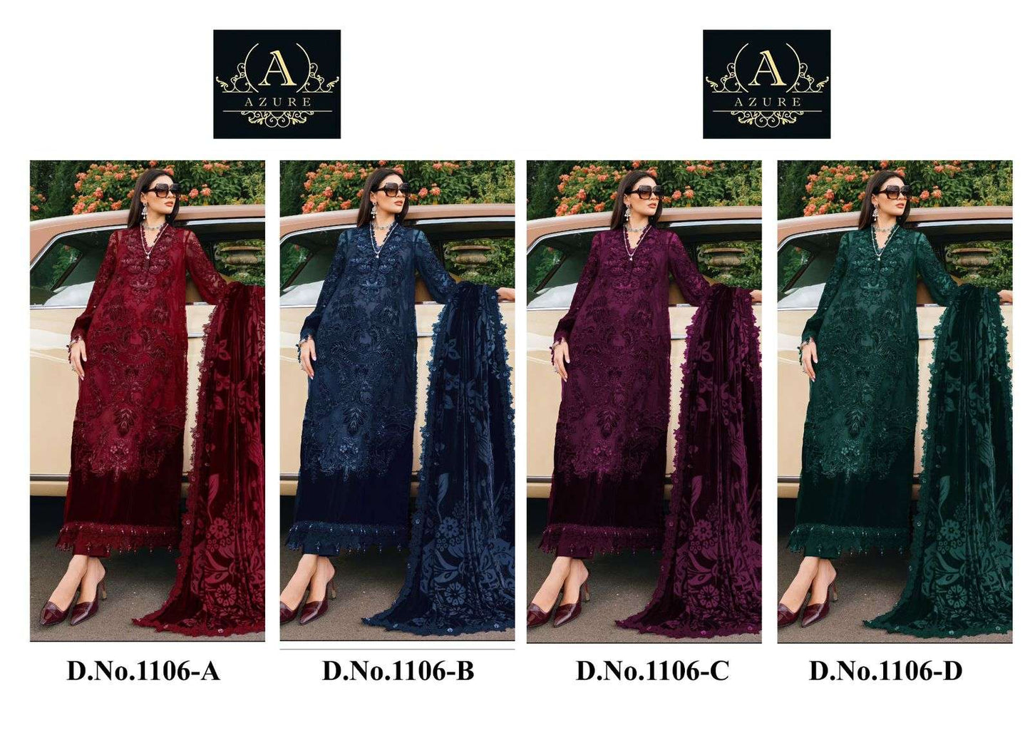 Azure 1106 Unstitched Pakistani Suit - Amrah Wholesale