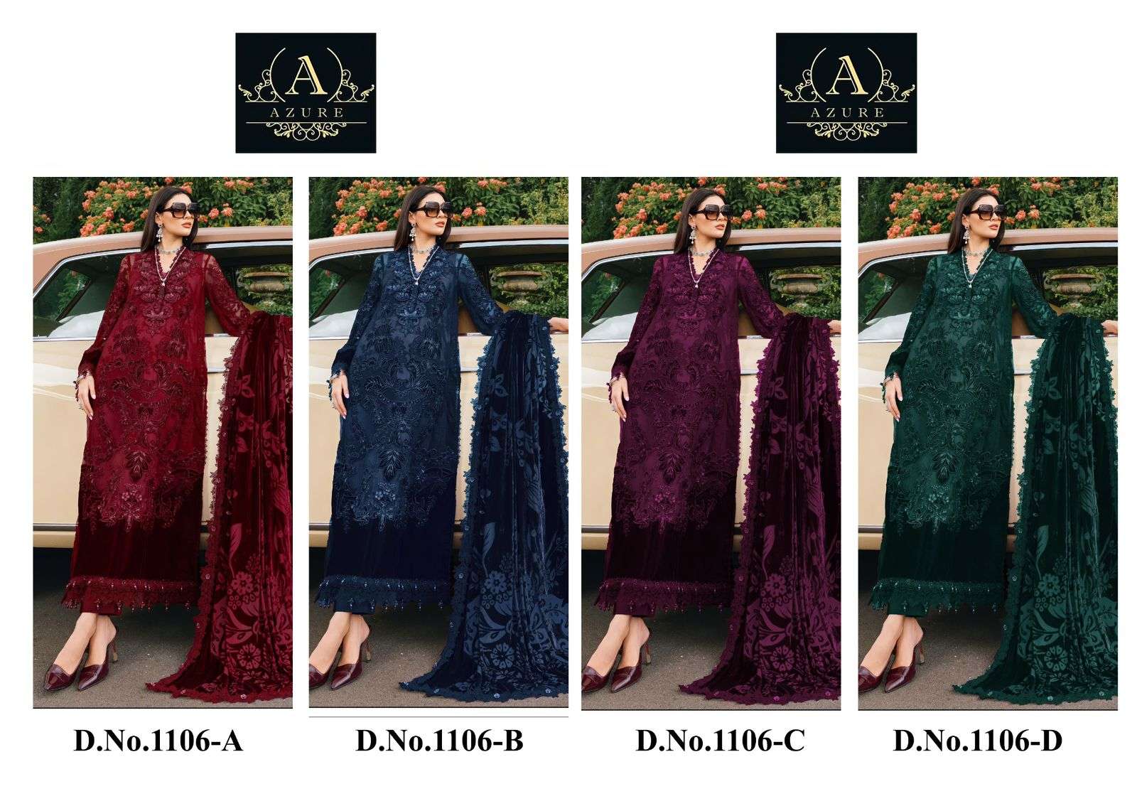 Azure 1106 Unstitched Pakistani Suit - Amrah Wholesale