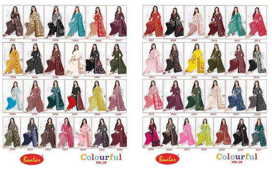 Baalar Colourful Vol 29 Pure Cotton Dress Material - Amrah Wholesale