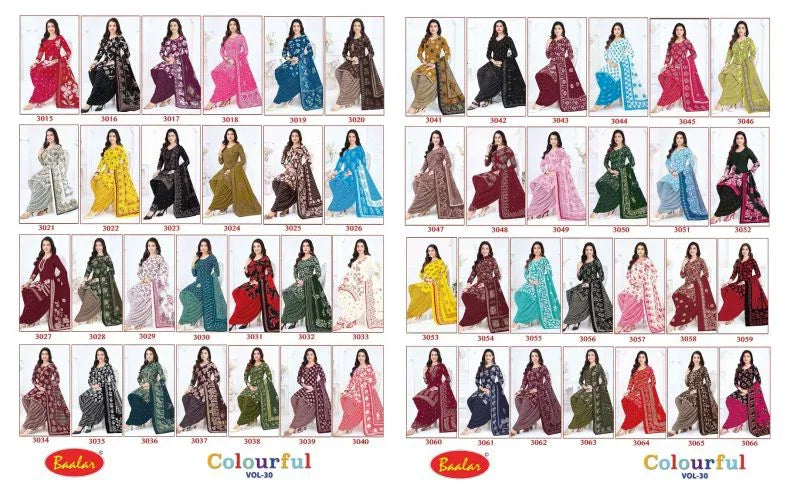 Baalar Colourful Vol 30 Pure Cotton Printed Dress Material