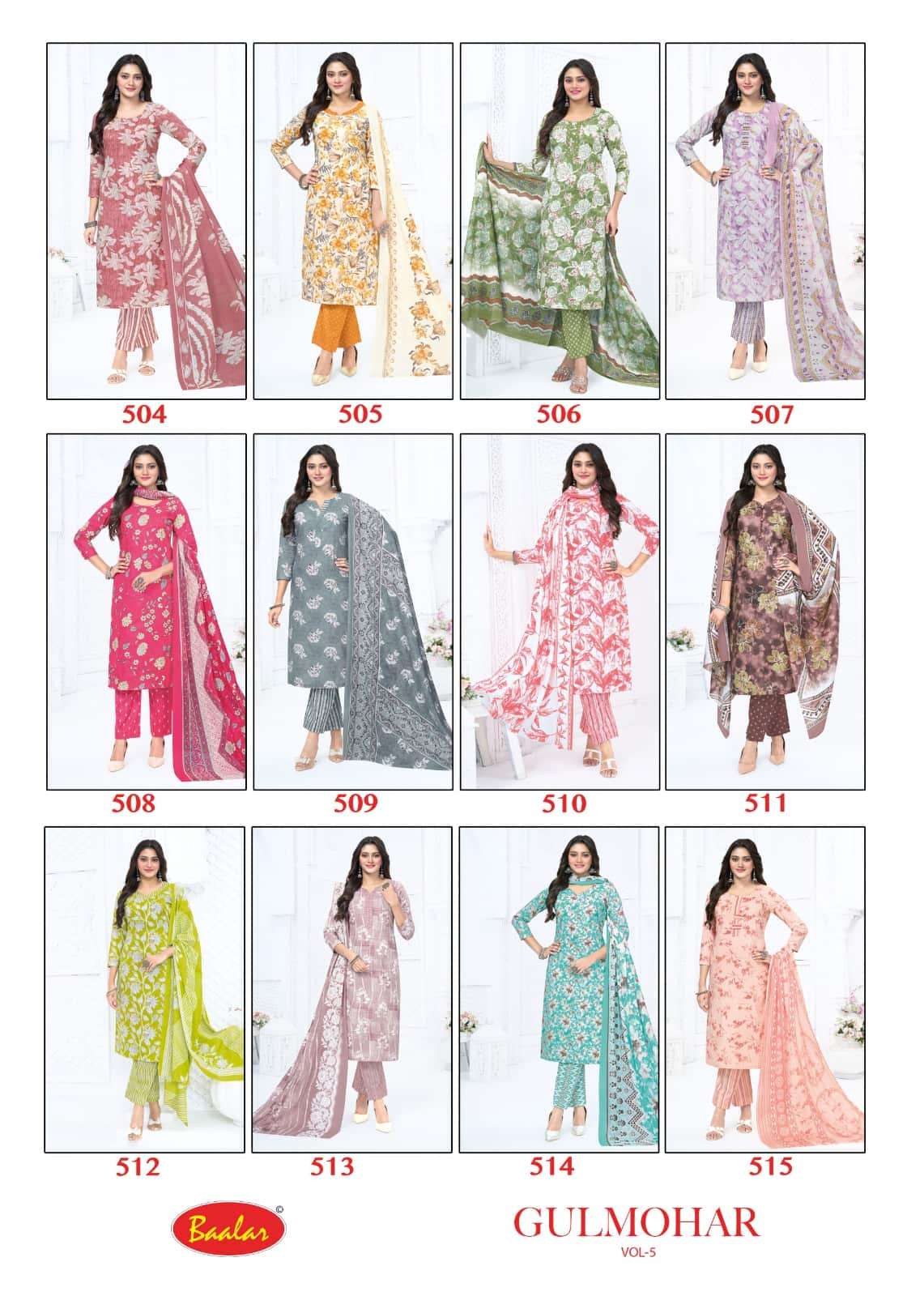 Baalar Gulmohar Vol 5 Pure Lawn Cotton Dress Material - Amrah Wholesale