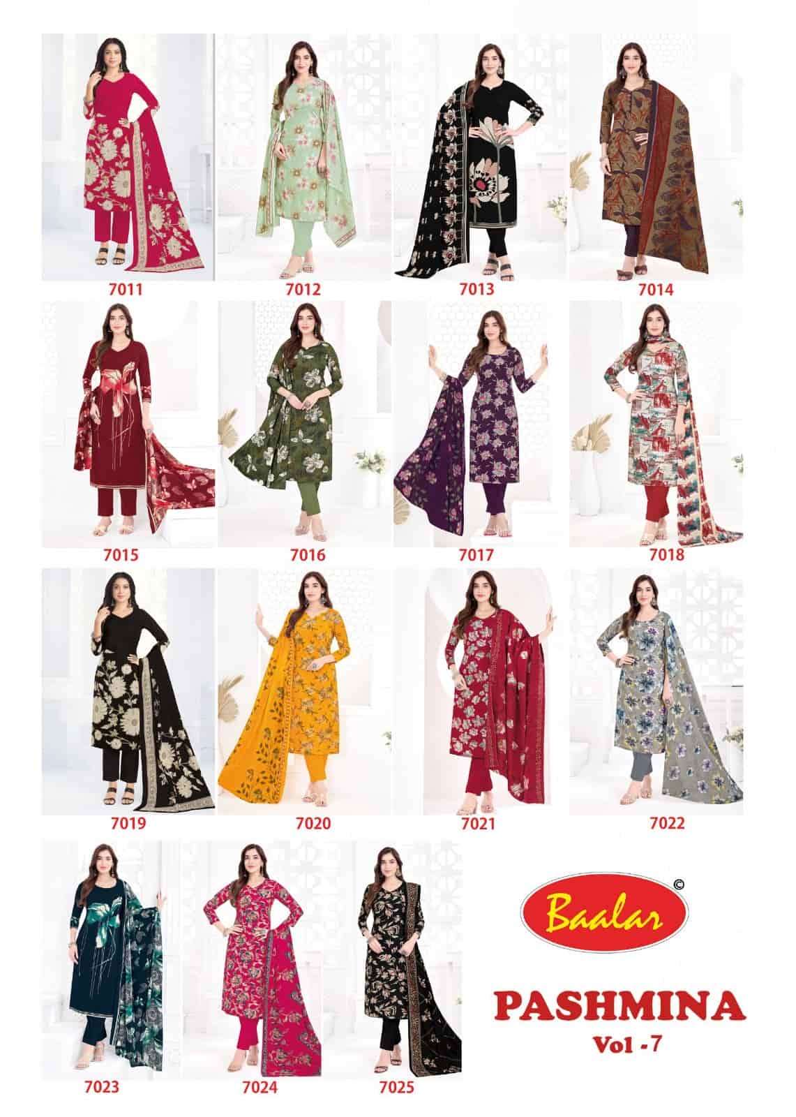 Baalar Pashmina Vol 7 Heavy Lawn Cotton Dress Material - Amrah Wholesale