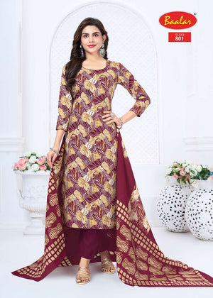 Baalar Pashmina Vol-8 Cotton Printed Unstitched Salwar Suit Set