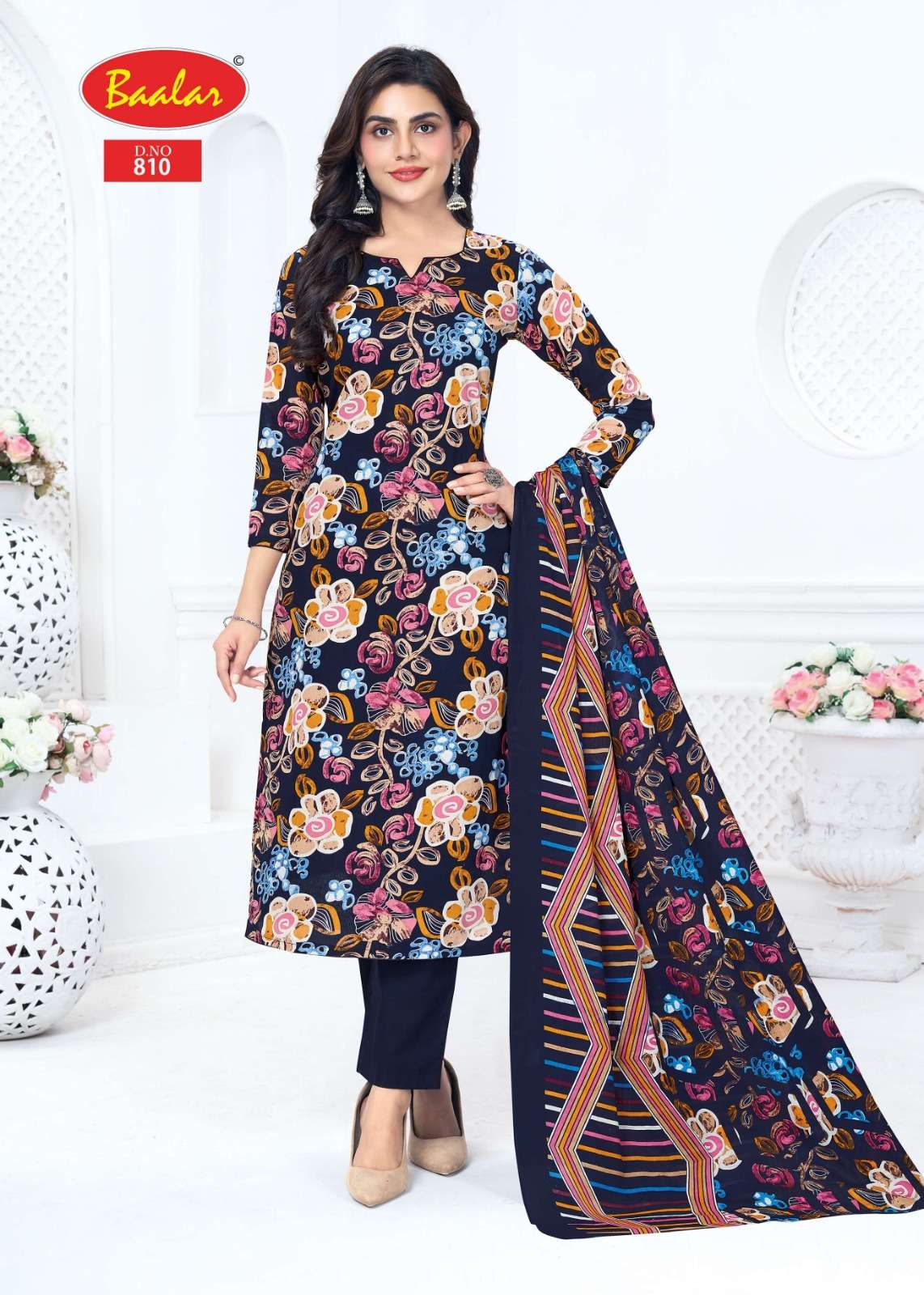 Baalar Pashmina Vol-8 Cotton Printed Unstitched Salwar Suit Set