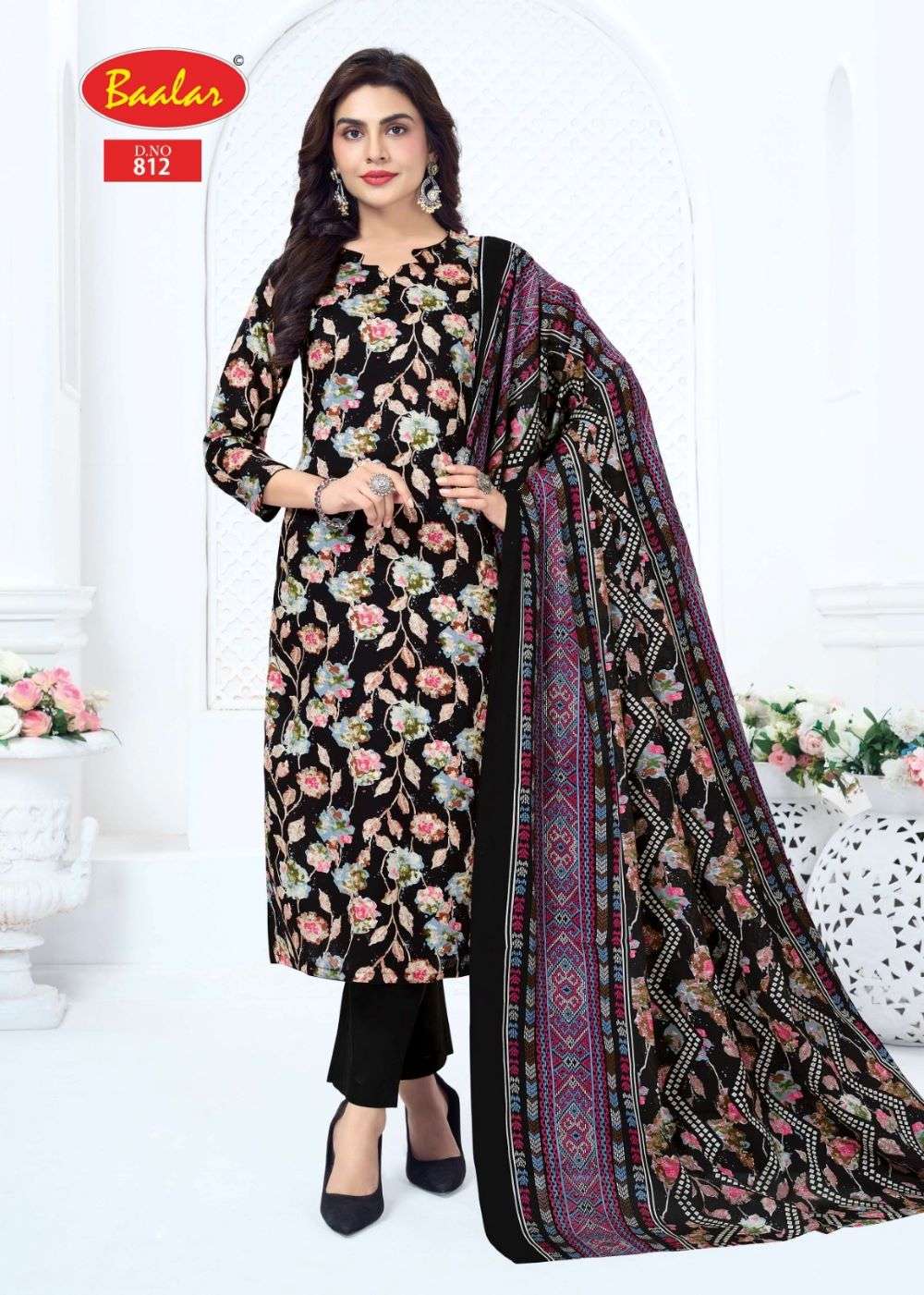 Baalar Pashmina Vol-8 Cotton Printed Unstitched Salwar Suit Set