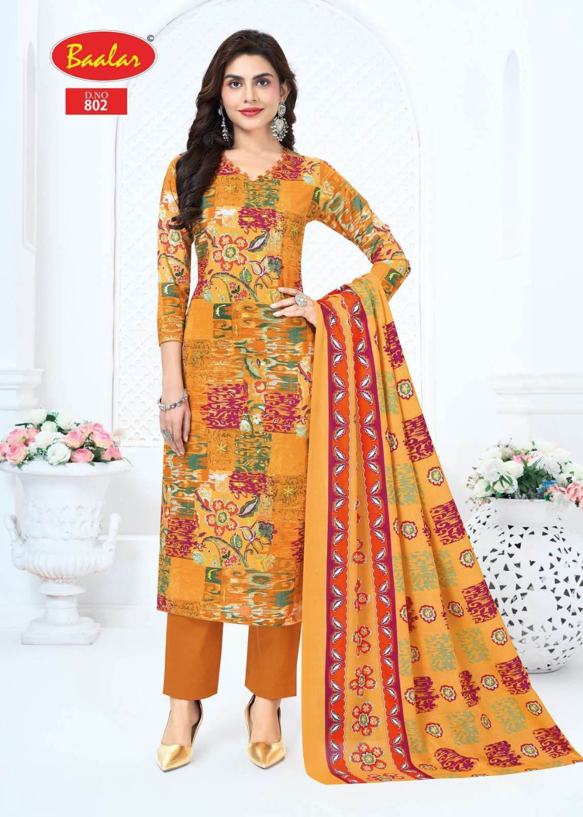 Baalar Pashmina Vol-8 Cotton Printed Unstitched Salwar Suit Set