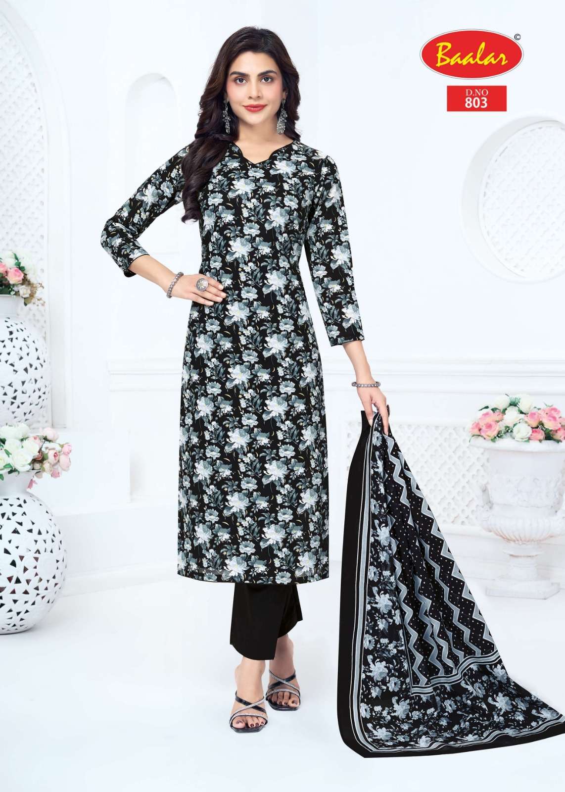 Baalar Pashmina Vol-8 Cotton Printed Unstitched Salwar Suit Set