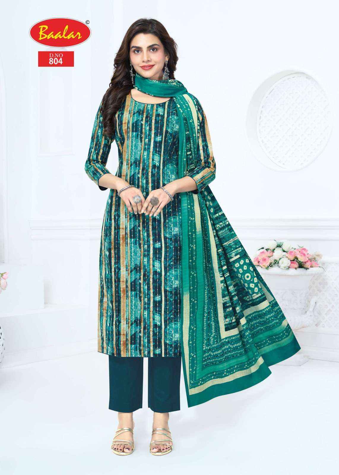 Baalar Pashmina Vol-8 Cotton Printed Unstitched Salwar Suit Set