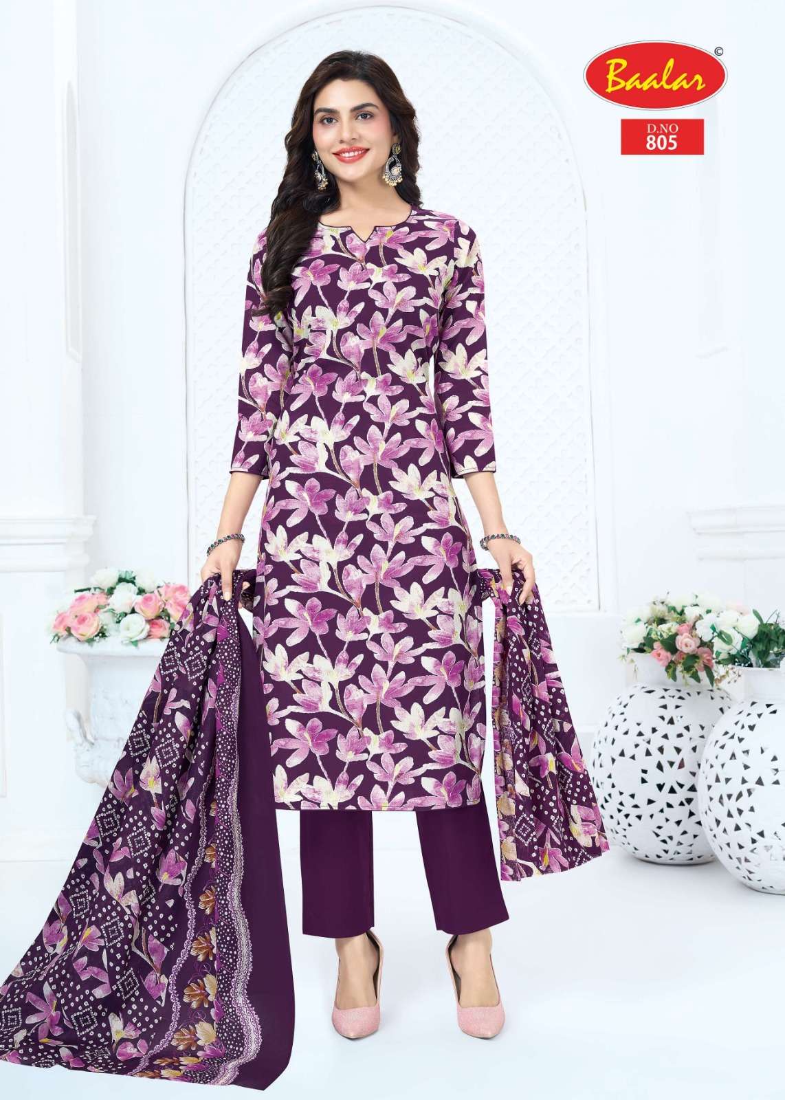 Baalar Pashmina Vol-8 Cotton Printed Unstitched Salwar Suit Set