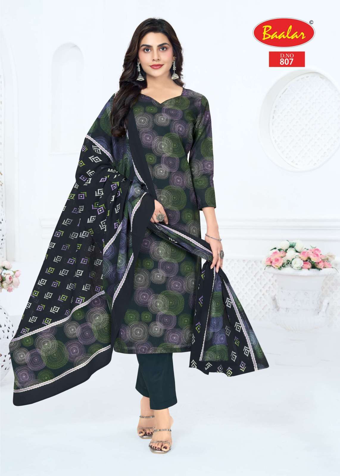 Baalar Pashmina Vol-8 Cotton Printed Unstitched Salwar Suit Set
