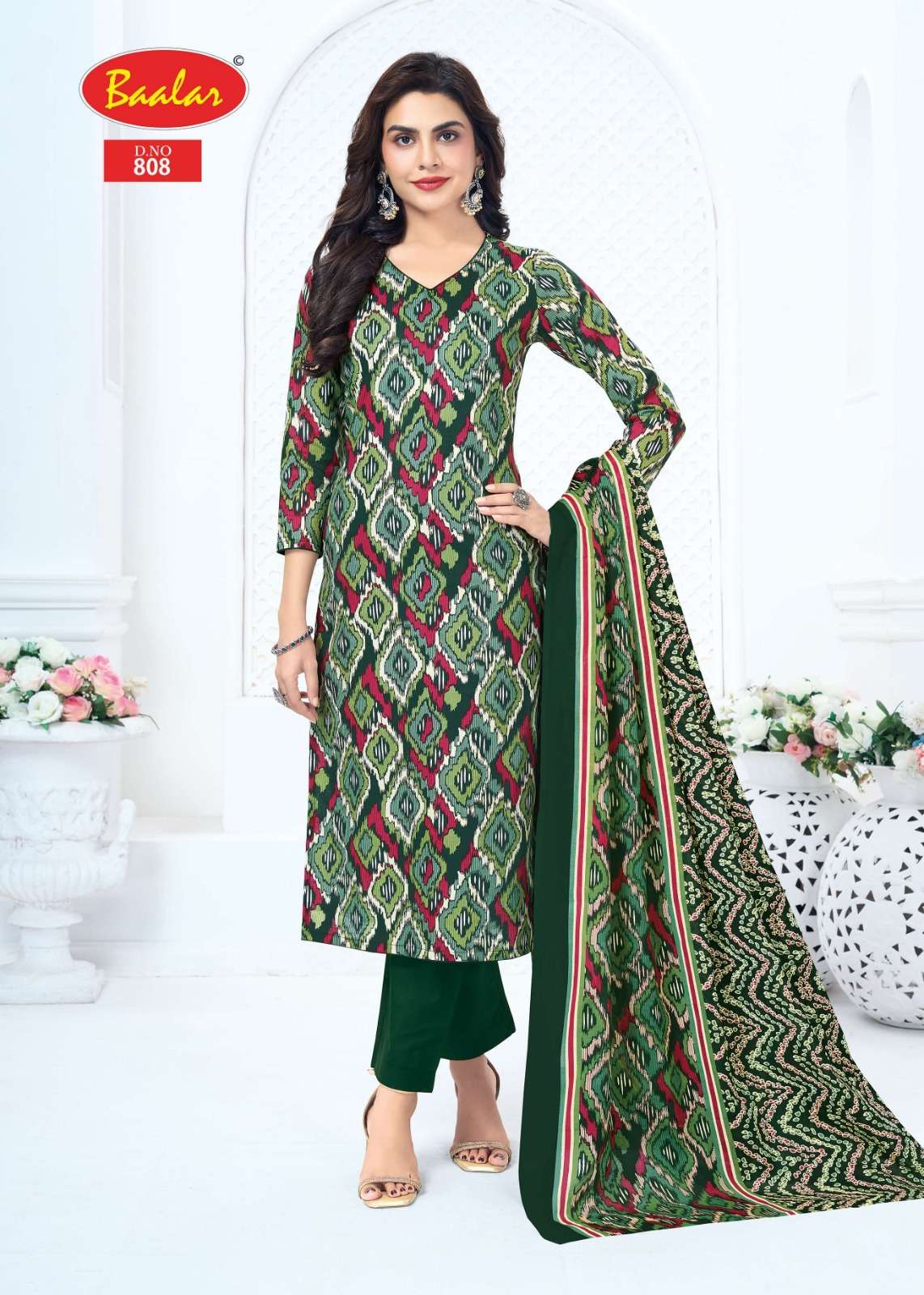 Baalar Pashmina Vol-8 Cotton Printed Unstitched Salwar Suit Set