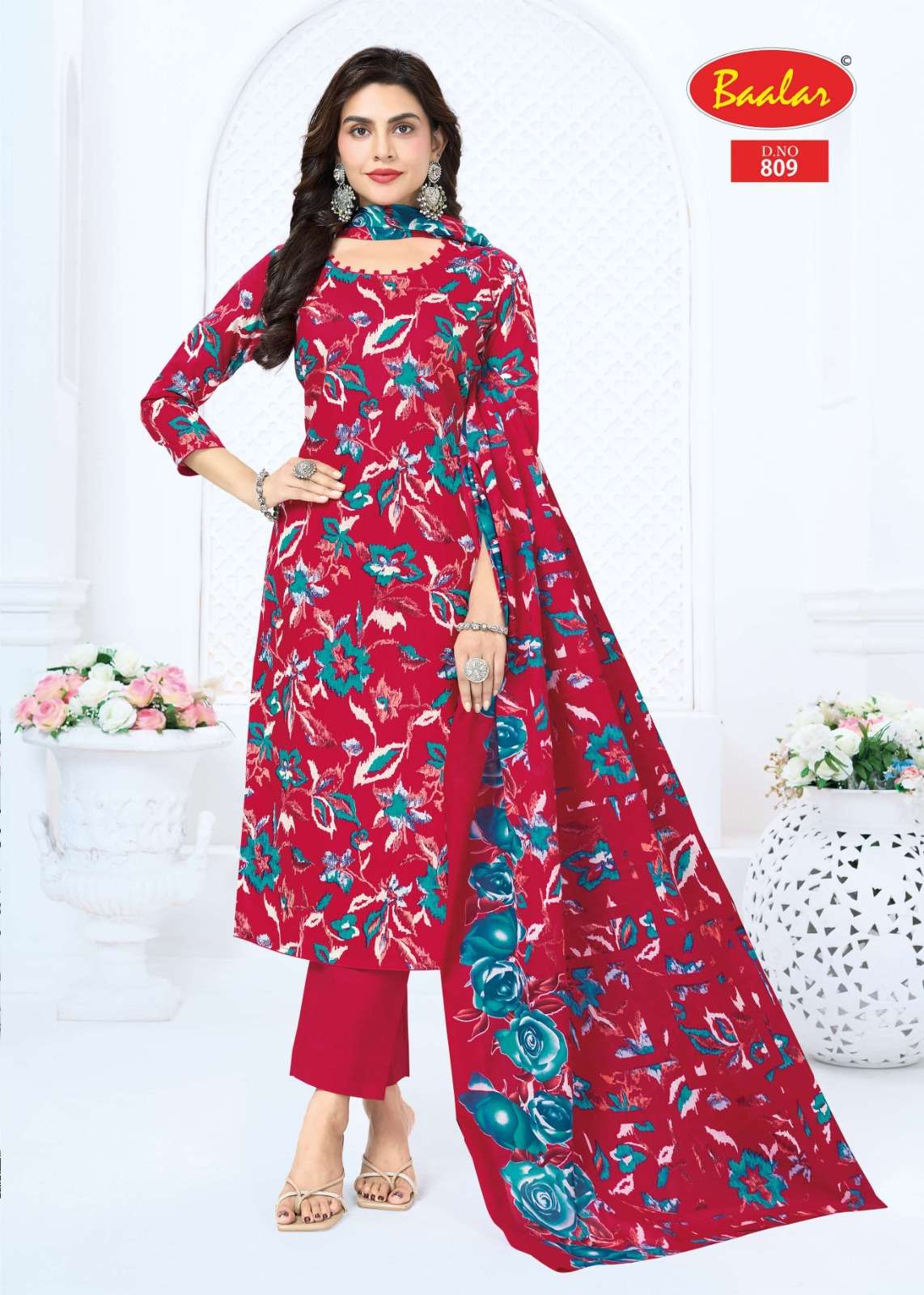 Baalar Pashmina Vol-8 Cotton Printed Unstitched Salwar Suit Set