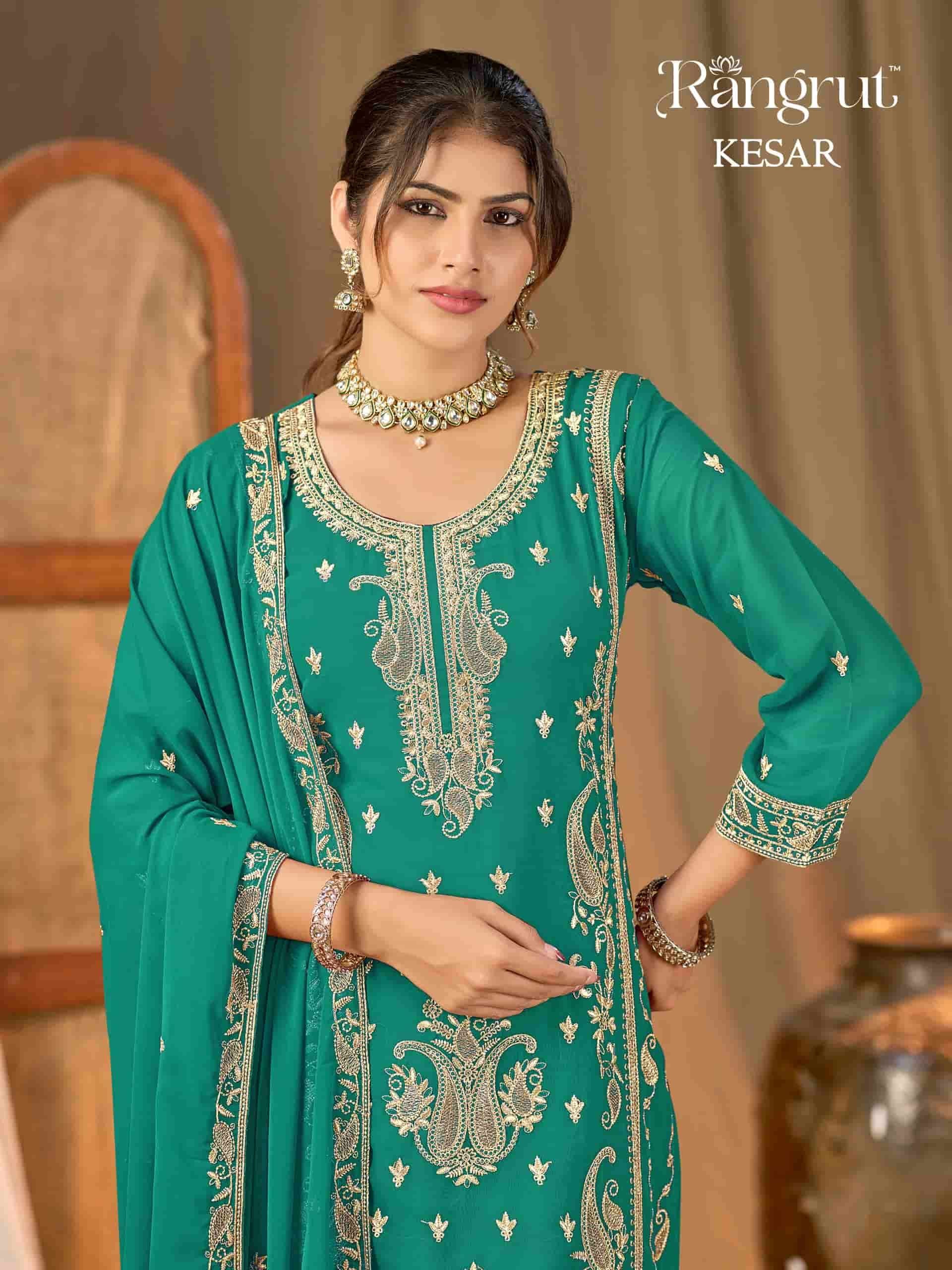 Banwery Fashion Kesar Blooming Georgette Embroidered Gharara Salwar Suit Set