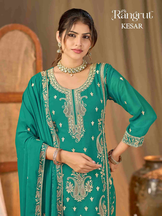 Banwery Fashion Kesar Blooming Georgette Embroidered Gharara Salwar Suit Set