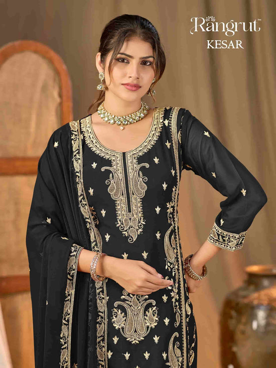 Banwery Fashion Kesar Blooming Georgette Embroidered Gharara Salwar Suit Set
