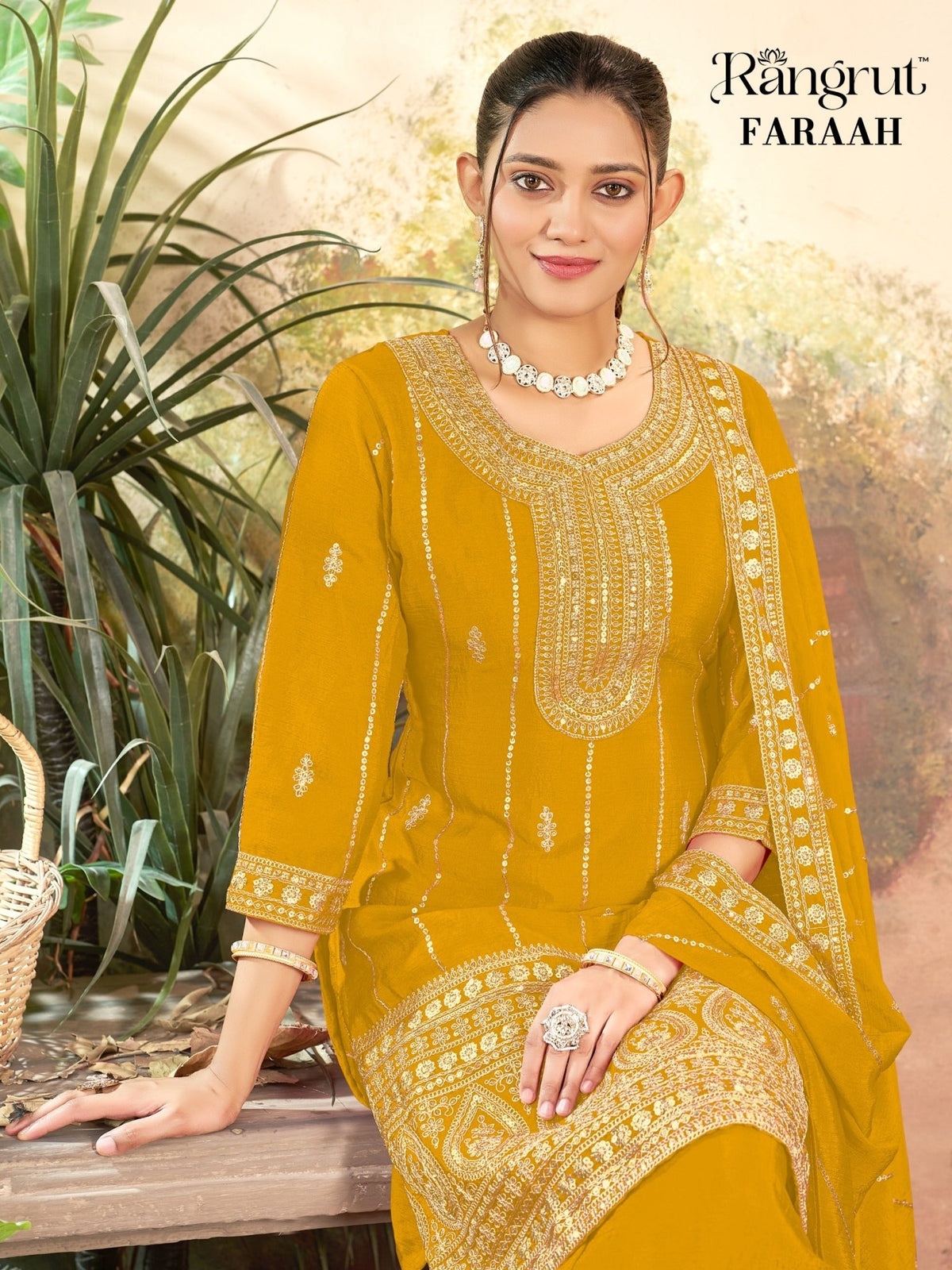 Banwery Fashion Rangrut Faraah Chinon Pakistani Suit Set - Amrah Wholesale