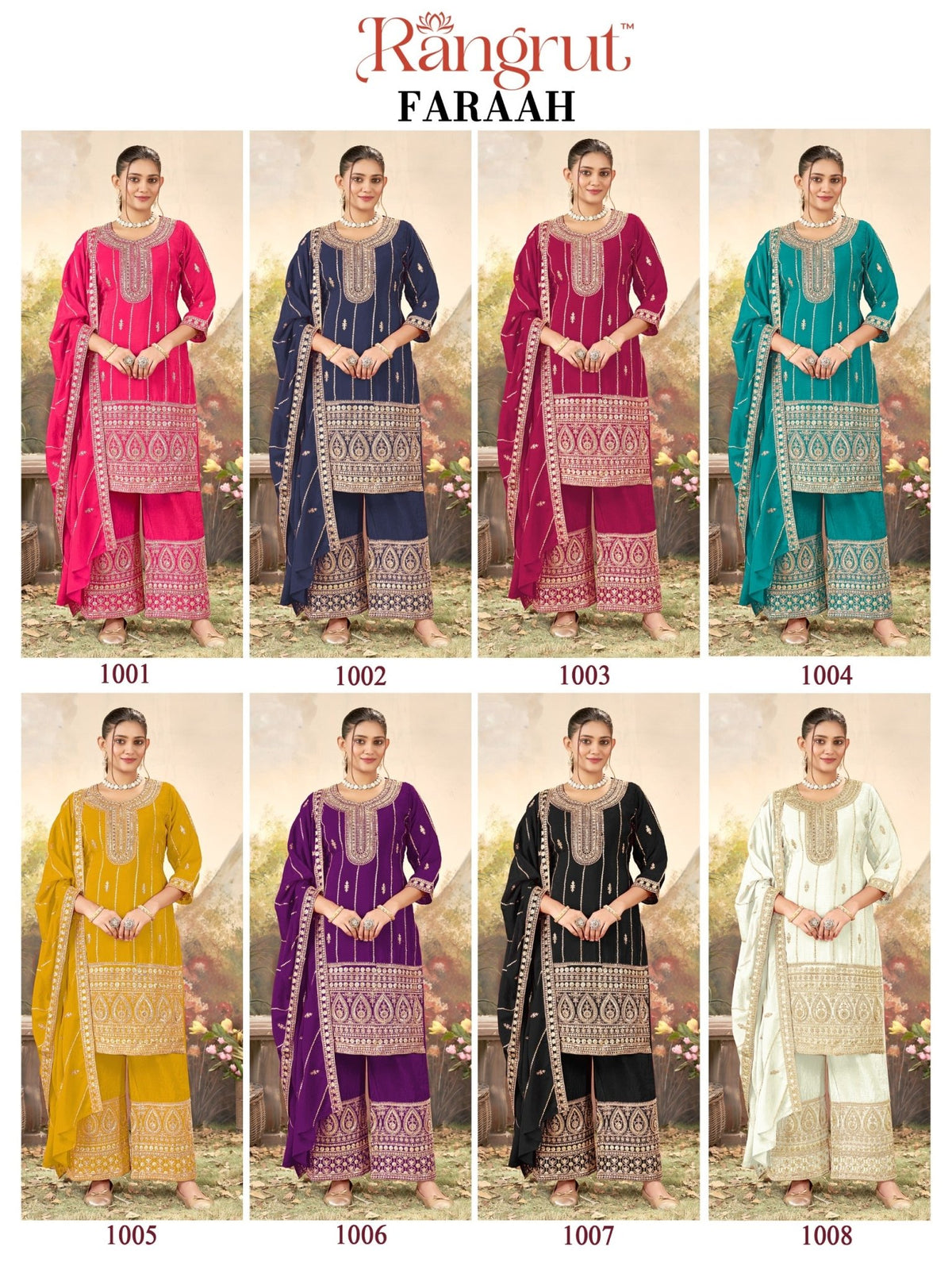 Banwery Fashion Rangrut Faraah Chinon Pakistani Suit Set - Amrah Wholesale