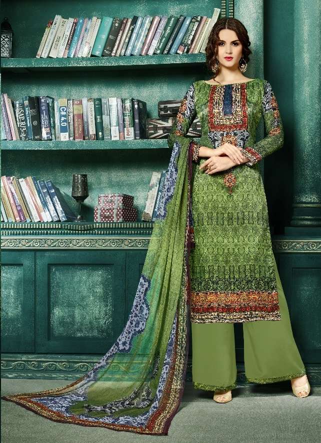 BELA FASHION EMINENT DESIGNER Velvet Satin Printed Dress Material