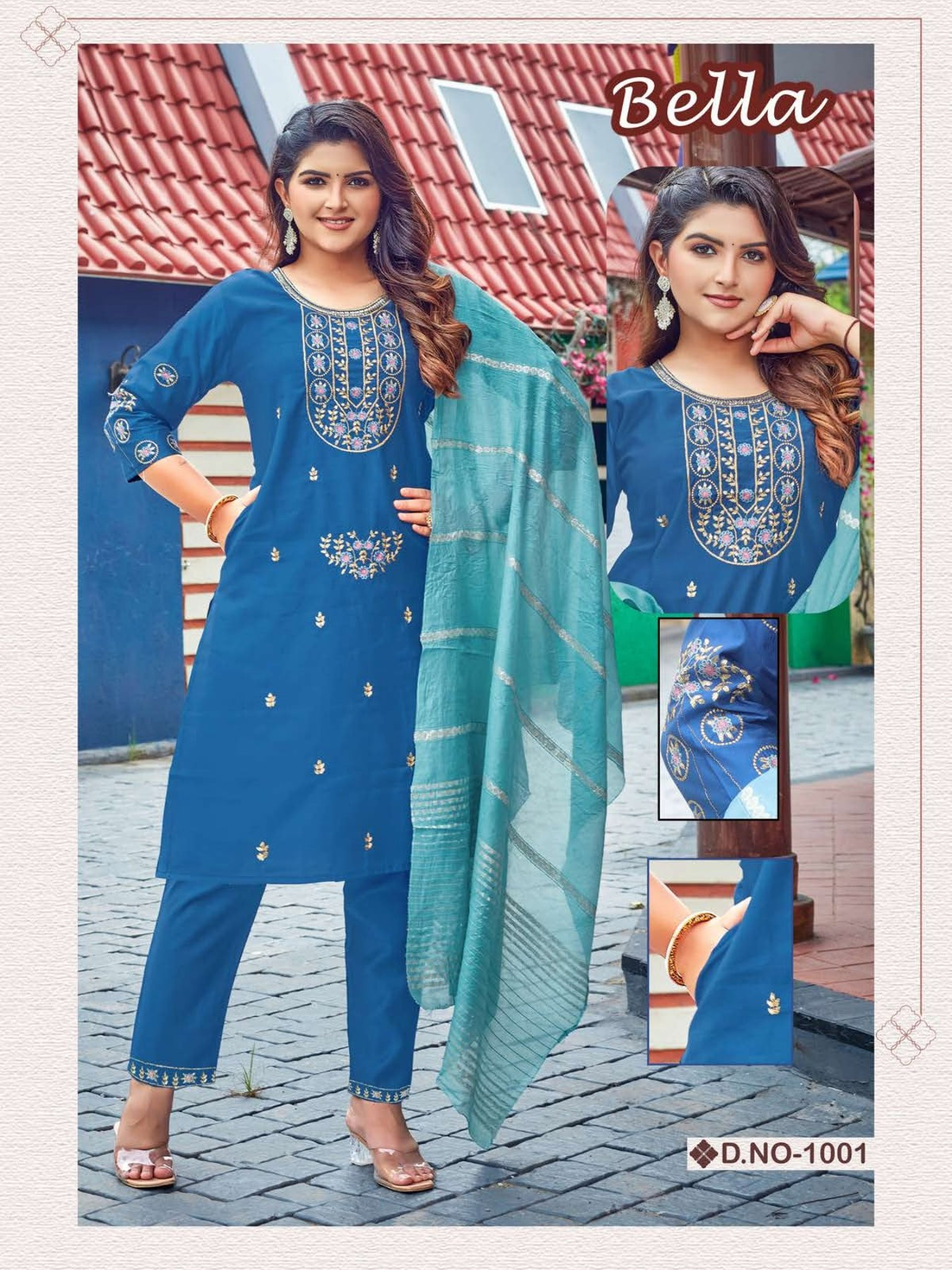 Bella Vol 1 Gadwal Silk Embroidered Kurti Pant Dupatta Set