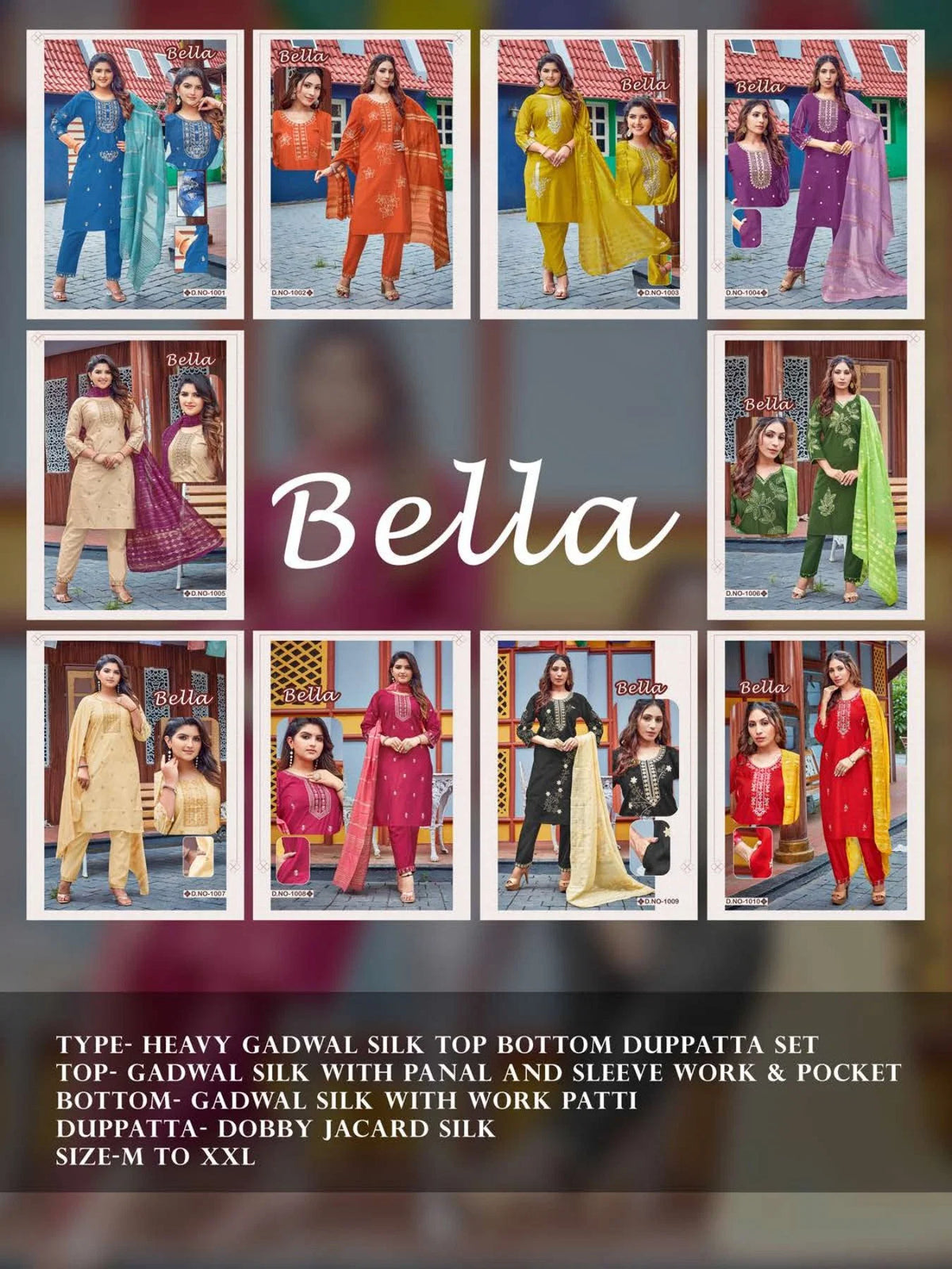 Bella Vol 1 Gadwal Silk Embroidered Kurti Pant Dupatta Set