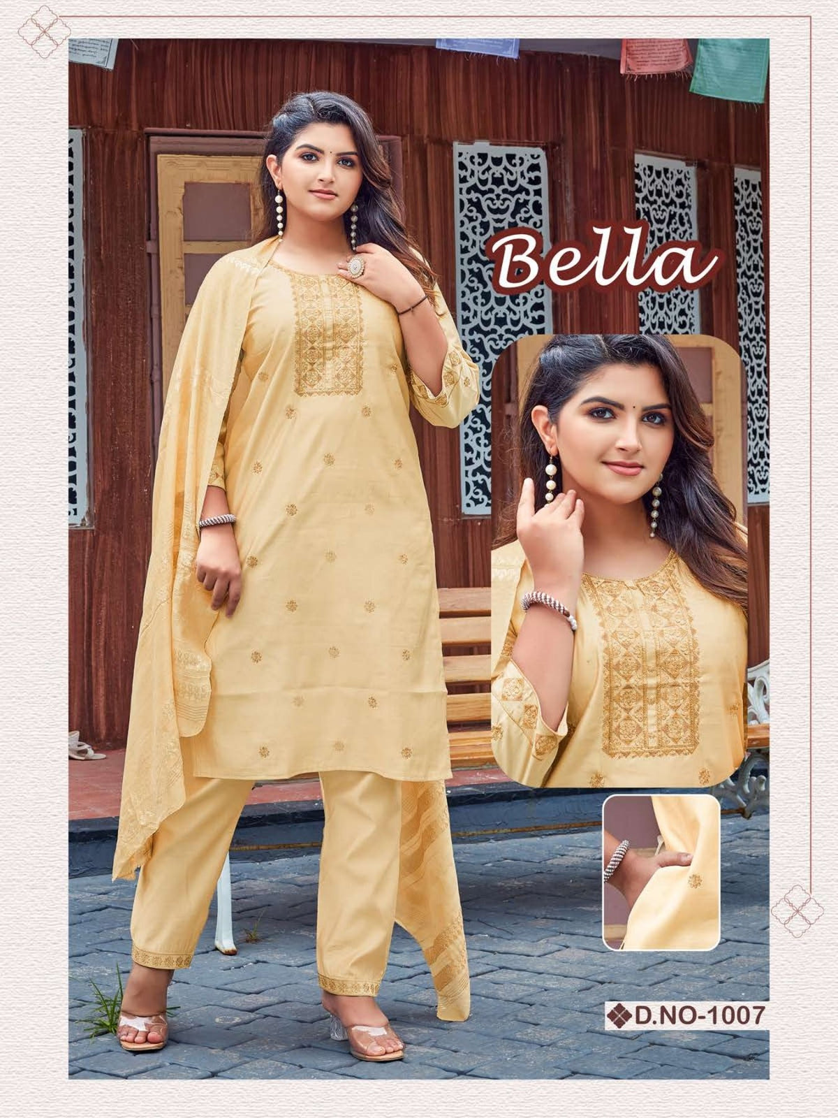 Bella Vol 1 Gadwal Silk Embroidered Kurti Pant Dupatta Set