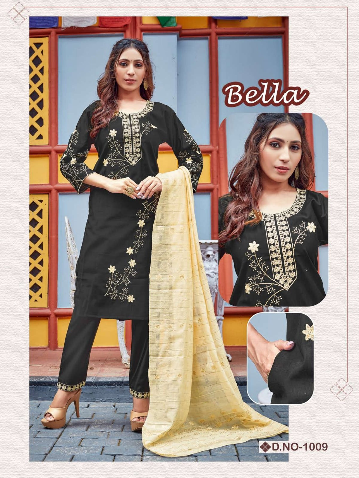 Bella Vol 1 Gadwal Silk Embroidered Kurti Pant Dupatta Set