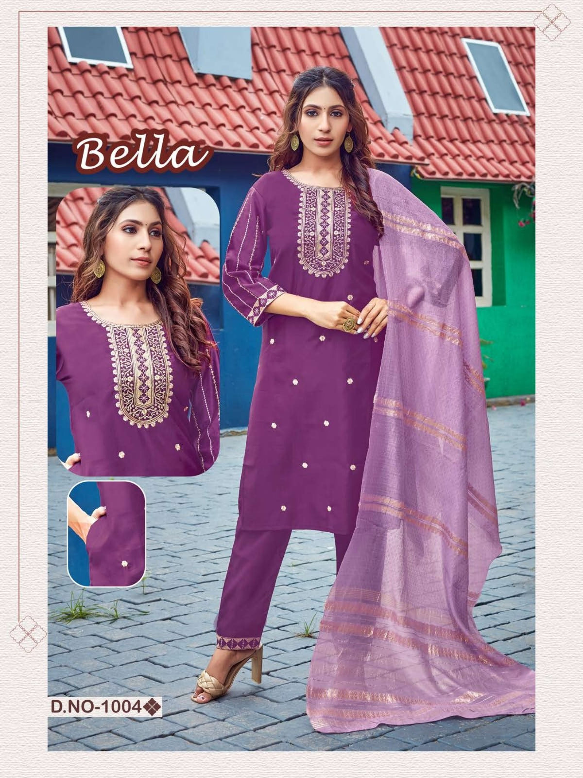Bella Vol 1 Gadwal Silk Embroidered Kurti Pant Dupatta Set