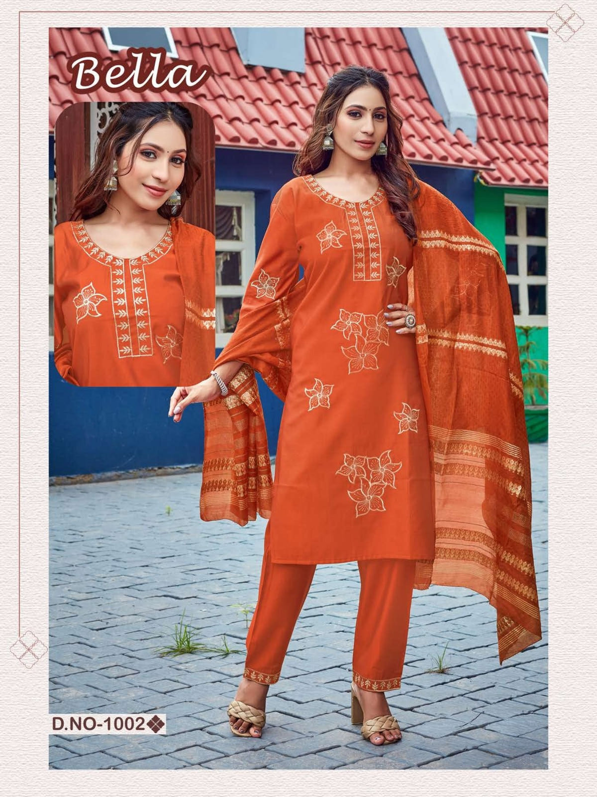 Bella Vol 1 Gadwal Silk Embroidered Kurti Pant Dupatta Set