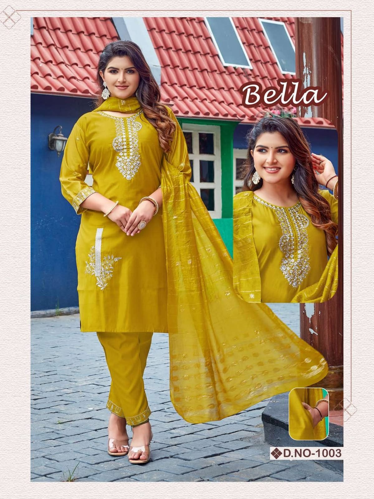 Bella Vol 1 Gadwal Silk Embroidered Kurti Pant Dupatta Set