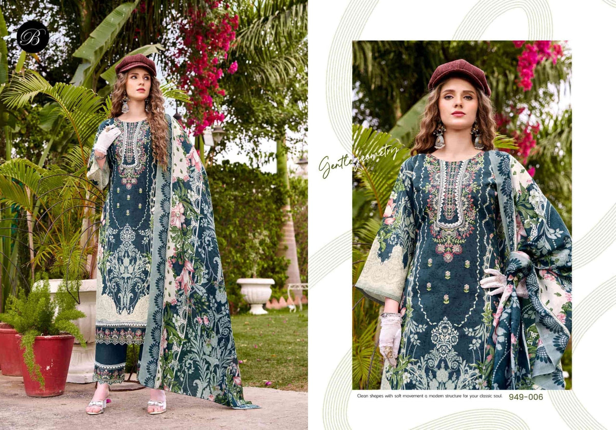 Belliza Designer Studio Gulistaan Cotton Dress Material - Amrah Wholesale