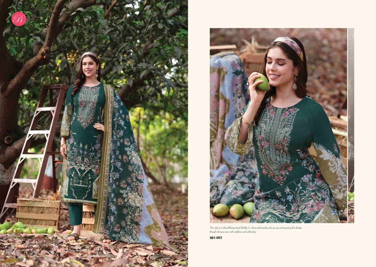 Belliza Designer Studio Naira Vol 143 Pure Cotton Pakistani Suit - Amrah Wholesale