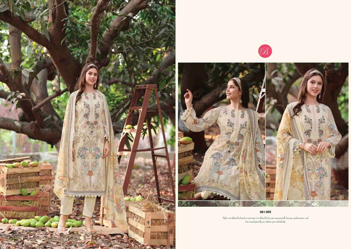 Belliza Designer Studio Naira Vol 143 Pure Cotton Pakistani Suit - Amrah Wholesale