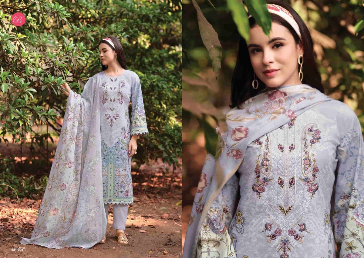 Belliza Designer Studio Naira Vol 143 Pure Cotton Pakistani Suit - Amrah Wholesale
