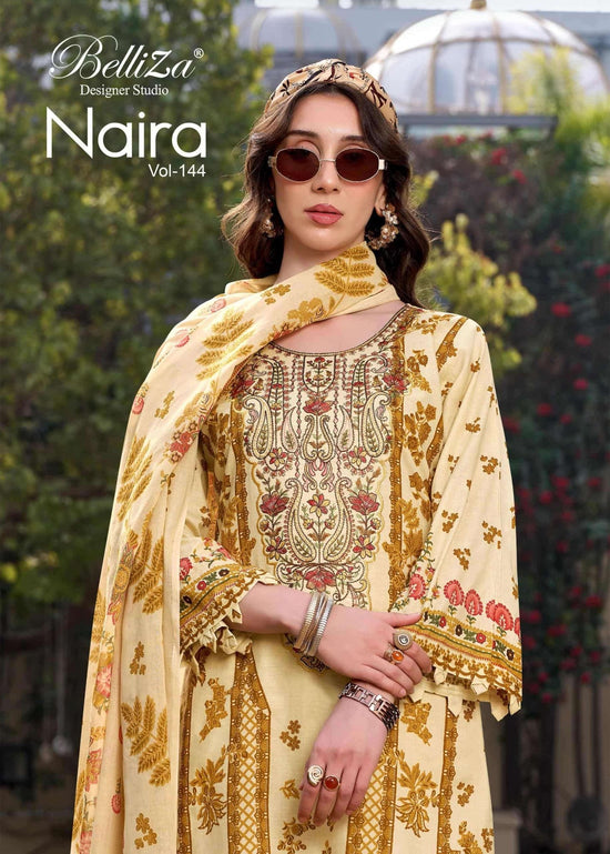 Belliza Designer Studio Naira Vol 144 Pure Cotton Dress Material - Amrah Wholesale