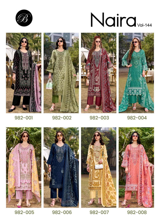 Belliza Designer Studio Naira Vol 144 Pure Cotton Dress Material - Amrah Wholesale