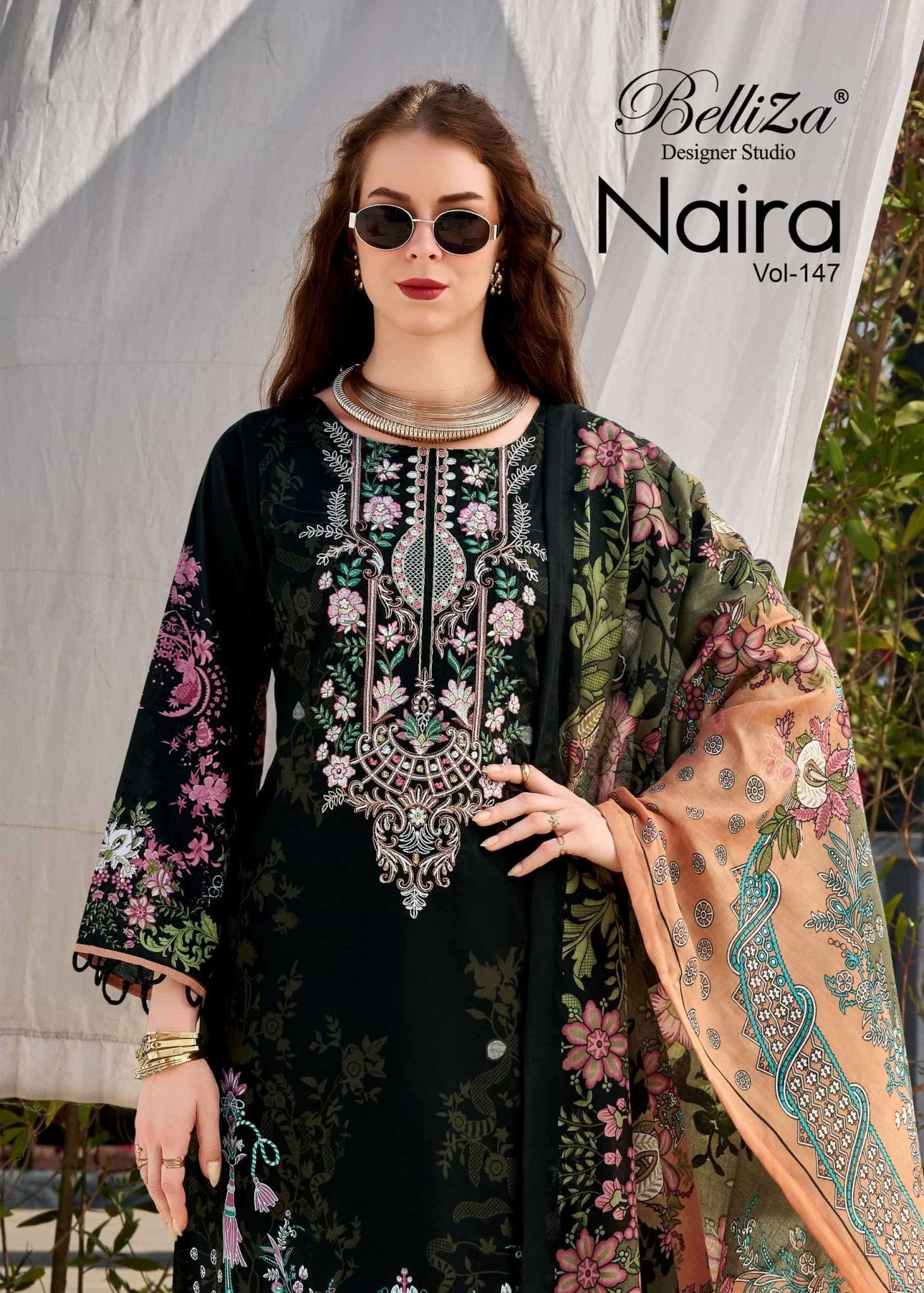 Belliza Designer Studio Naira Vol 147 Pure Cotton Dress Material - Amrah Wholesale
