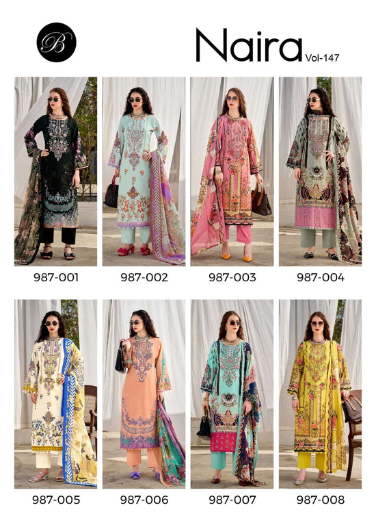 Belliza Designer Studio Naira Vol 147 Pure Cotton Dress Material - Amrah Wholesale