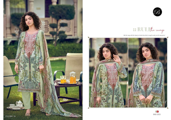 Belliza Designer Studio Naira Vol 149 Pure Cotton Embroidered Dress Material - Amrah Wholesale