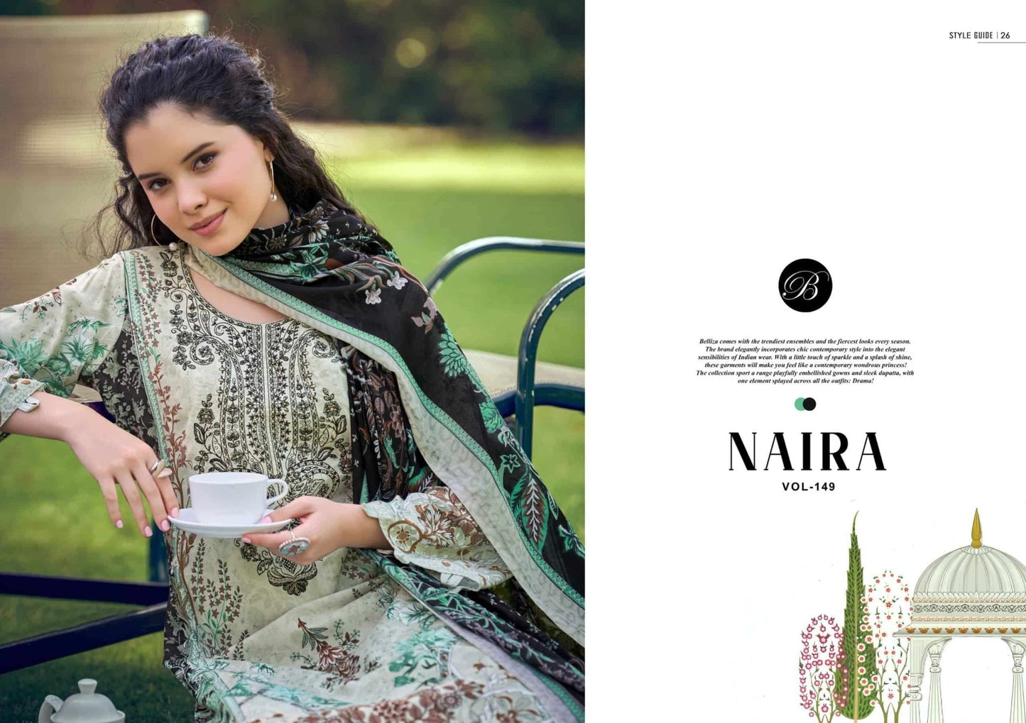 Belliza Designer Studio Naira Vol 149 Pure Cotton Embroidered Dress Material - Amrah Wholesale